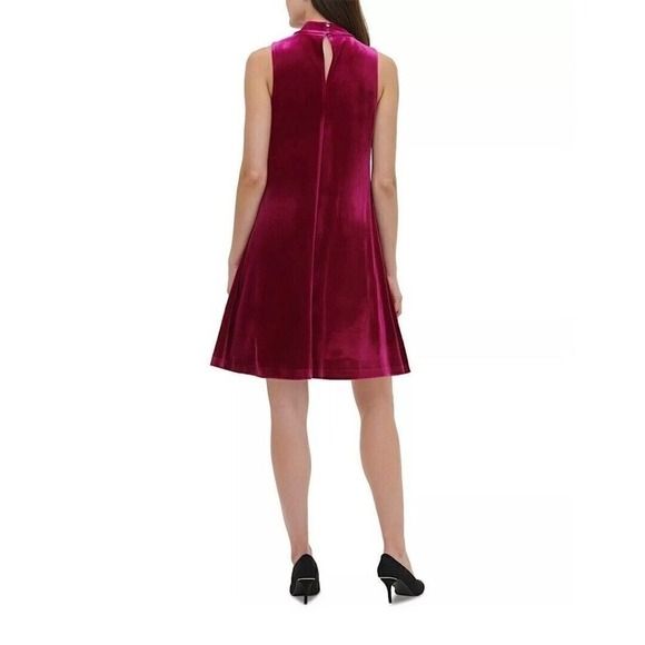 Tommy Hilfiger Fuchsia Velvet Mock Trapeze Swing Dress Size 6 NWT - Picture 3 of 3